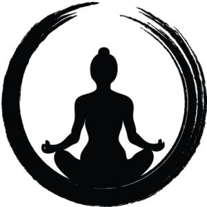 a silhouette of a woman sitting in a meditation pose at DAR OUZOUD Vegan in Ouzoud