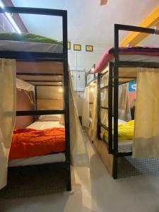 a group of bunk beds in a room at Jawai Bagpackers Hostel in Sheoganj