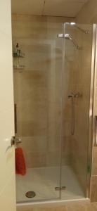 a shower with a glass door in a bathroom at ático in Laguardia