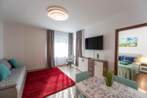 Televízia a/alebo spoločenská miestnosť v ubytovaní Lovely apartman- free parking
