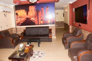 a living room with couches and a flat screen tv at Cairo City in Cairo