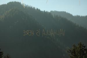 a mountain with the words amahuwa on it at Odin Hostel Shoja in Shoja