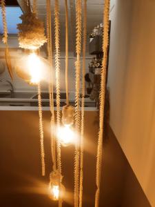 a bunch of lights hanging from a ceiling at Tuffonelblu in Ventimiglia
