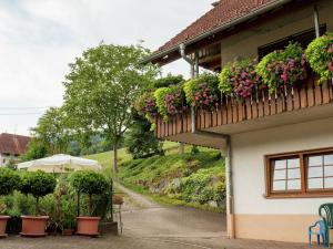 にあるApartment in Schuttertal with balconyの家の花のバルコニー