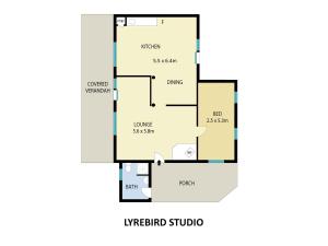 Planimetria di Lyrebird Studio Secluded Retreat in the Watagans. 20 min drive to Cessnock