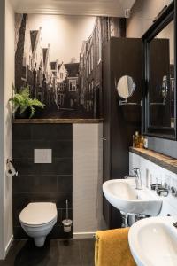 uma casa de banho com um WC e um lavatório em Logement De drie stokvisschen em Middelburg