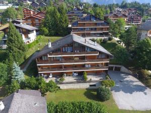 an aerial view of a house in a village at Apartment Centaure B RS 2 by Interhome in Ovronnaz
