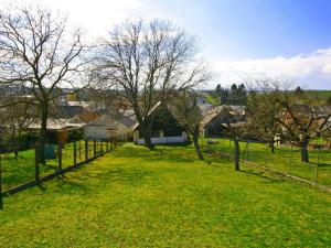 einen Zaun auf einem Feld mit Bäumen und Häusern in der Unterkunft Holiday Home Friedl by Interhome in Ritzing