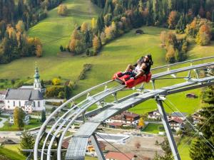 a group of people riding a roller coaster at Holiday Home Sonnheim by Interhome in Auffach