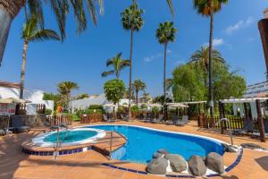 a swimming pool with palm trees in the background at Sol Barbacan in Playa del Ingles