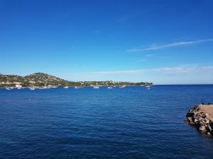a view of a large body of water with boats at Grand T3 - Terrasse les pieds dans l'eau - Climatisation in Saint-Raphaël