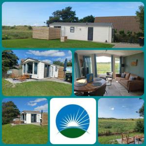 a collage of pictures of a home and a house at Chalet duunzicht Texel in De Cocksdorp