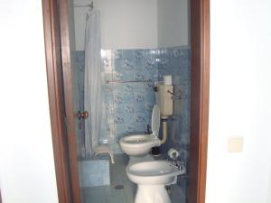 y baño con aseo y ducha. en Mira Fortaleza, en Sagres