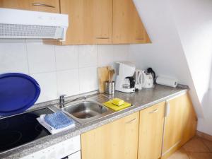a kitchen with a sink and a counter top at Apartment Biohof Herrenweg-1 by Interhome in Dreimühlen