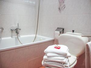 a bathroom with a toilet and a tub and towels at Apartment Residenza Monte Bré - Apt-004 Haus1 by Interhome in Lugano +29 photos