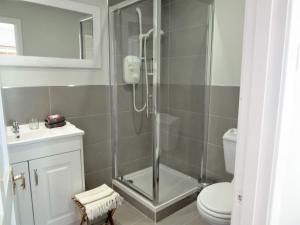 a bathroom with a shower with a toilet and a sink at Holiday Home Lorn Mill-2 by Interhome in Balloch +18 photos