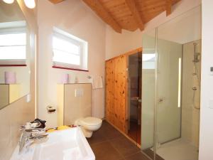y baño con aseo, lavabo y ducha. en Apartment Am Bärenkopf by Interhome en Maurach
