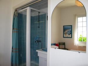 a bathroom with a shower and a sink at Apartment Capama-1 by Interhome in Mimizan-Plage