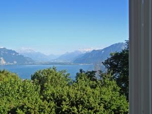 a view of a lake with mountains in the background at Holiday Home Noisette by Interhome in Chardonne