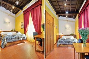 Cette chambre comprend 2 lits et une table. dans l'établissement Vantaggio, à Rome