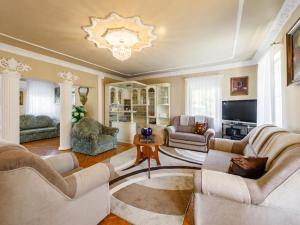 sala de estar con 2 sofás y TV en Villa Big Thuja by Interhome, en Balatonföldvár