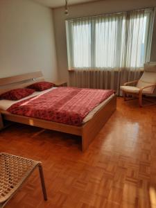 Un dormitorio con una cama grande y una ventana en Appartamento Chicca, en Lugano
