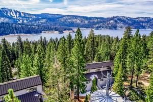 an aerial view of a building with a view of a lake at Eagle's Nest #87 in Lakeshore