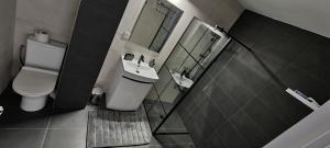 a bathroom with a toilet and a sink and a mirror at D3 ASP - VIVO Mall in Floreşti +26 photos