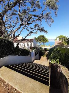 eine Treppe mit Meerblick in der Unterkunft Camélia Plein Soleil Bord de Plage in Coti-Chiavari