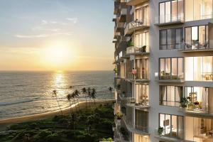 a rendering of a building overlooking the ocean at Hasara Oceanfront Apartments in Galle