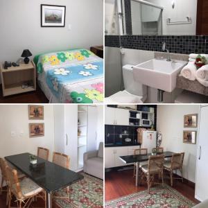 a collage of photos of a bathroom and a bedroom at Apart Hotel Marinas Tamandaré in Tamandaré