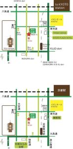 um diagrama esquemático do local de um edifício em Ya -MIYABI em Quioto