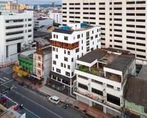 an overhead view of a city with tall buildings at The Lantern Hatyai Hotel in Hat Yai