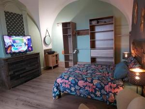 L'INATTENDU Vue imprenable,clim,parking avec borne de recharge, ménage inclus的电视和/或娱乐中心