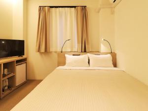 Habitación con cama con TV y cama sidx sidx sidx sidx en Odawara Terminal Hotel en Odawara