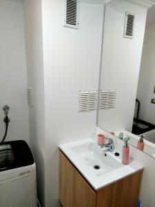 een badkamer met een wastafel en een spiegel bij Arriendo Diario en Alto Serena V in La Serena