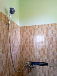 a shower in a bathroom with a shower head at Galapagos Homestay in Lushoto +98 photos