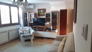 a living room with a couch and a tv at Apartman Oasis 2 Ilidza in Sarajevo