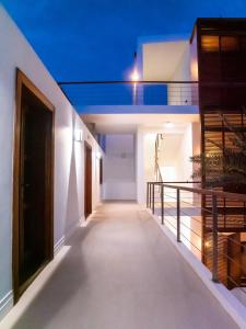 an empty hallway of a house at night at Casa da Djedja in Mindelo