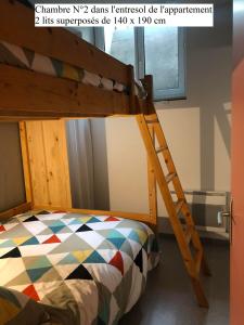 Katil dua tingkat atau katil-katil dua tingkat dalam bilik di Appartement Souplex Centre de Cauterets