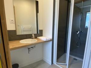 a bathroom with a sink and a shower at CHEZ MAMITA in Landivisiau