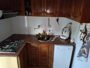 uma cozinha com um lavatório e uma bancada em casa di Enzo:relax a 2 passi dal mare em Camaiore