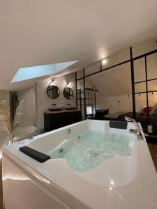 a bathroom with a bath tub with at Entre Nous Le Maréchal in Saumur