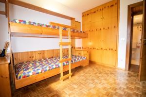 佩尼亞的住宿－A un passo dagli impianti - Penia di Canazei，一间卧室设有两张双层床和梯子