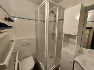 a bathroom with a shower and a toilet and a sink at Studio La Plagne, 1 pièce, 3 personnes - FR-1-351-64 in La Plagne