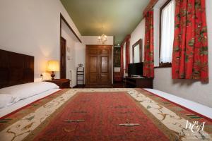 哈卡的住宿－阿斯納爾伯爵酒店，一间卧室配有一张床和一台电视
