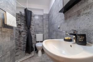 bagno con lavandino e servizi igienici di Pensiunea Doro a Călimăneşti