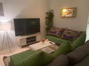 uma sala de estar com um sofá e uma televisão em 7 on Jansenstreet em Cidade do Cabo