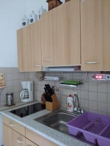 a kitchen with a sink and a counter top at Ferienwohnung in der Altstadt von Coswig Anhalt in Coswig