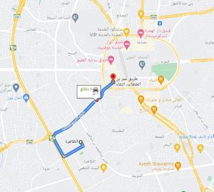 a map of a city with roads and highways at شقة عائلية -ليست فندقية- 8 دقائق بالسيارة للحرم أو قباء - in Medina